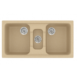 Νεροχύτης Γρανιτένιος Συνθετικός με 2 Ίσες Γούρνες & 1 Βοηθητική Sanitec Classic 325 (97x51)  45.Granite Cappucino